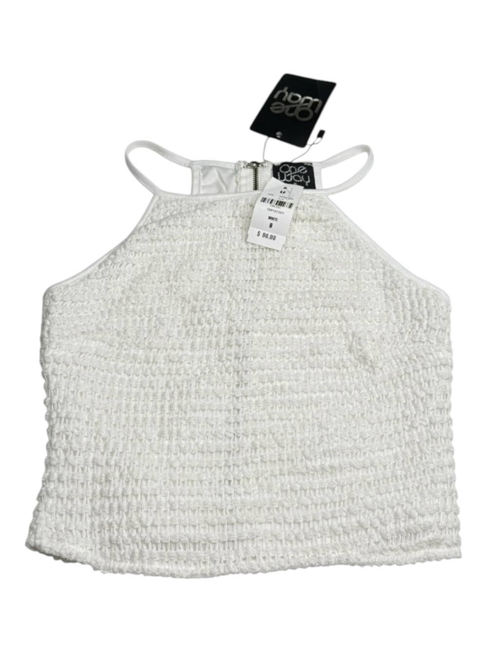 new LF One Way ✌︎︎ Festival Crochet Halter Spaghetti Strap Crop Top ✌︎︎ White - Picture 4 of 16